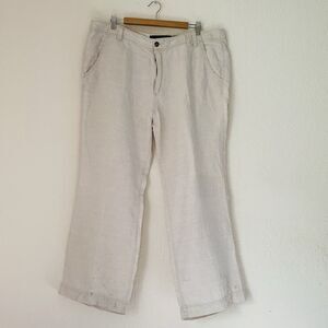 Old Navy Loose 100% Linen Pants Mens 38x30 Beige Straight Flat Front Beach Y2K